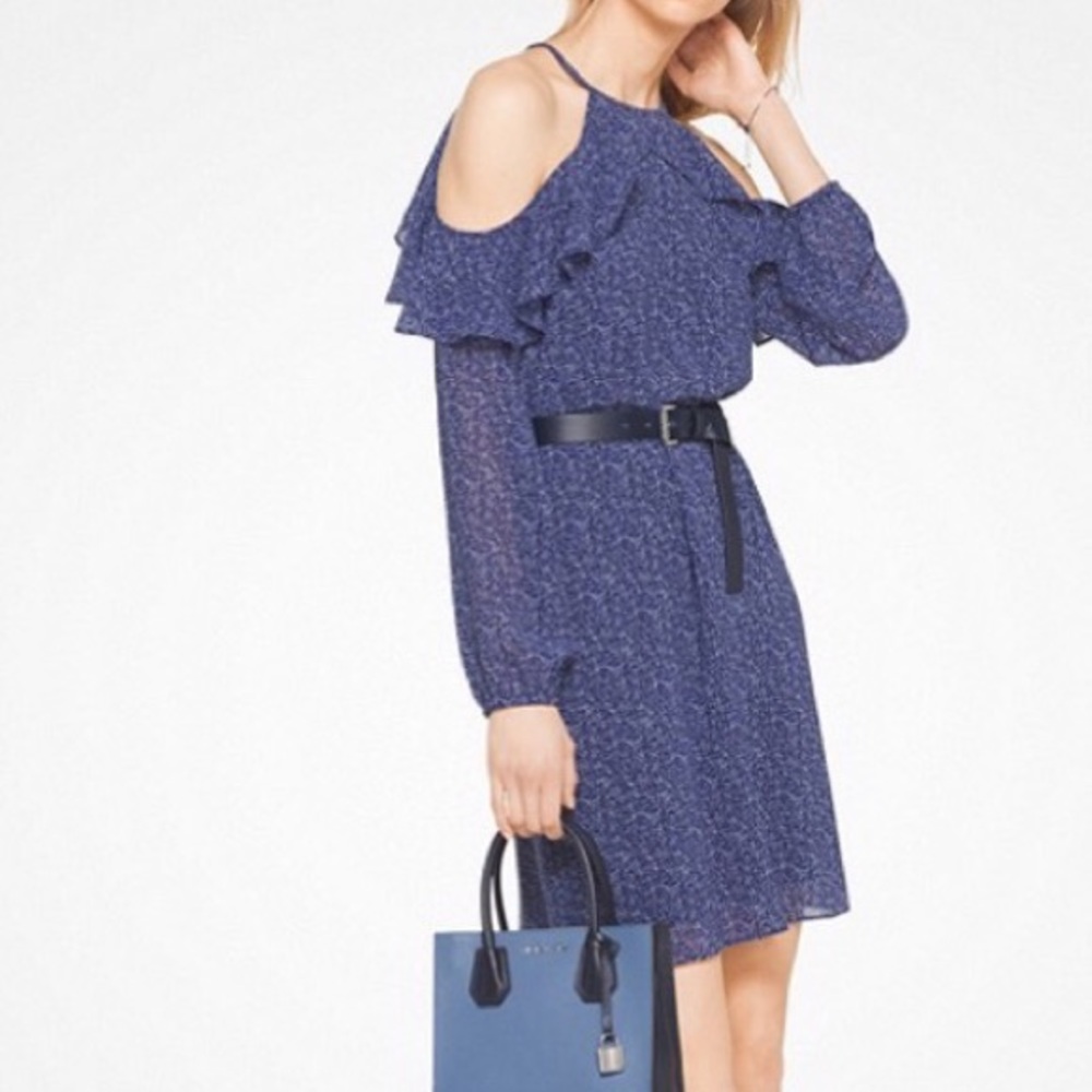 Michael Kors Cold-Shoulder Floral Dress
